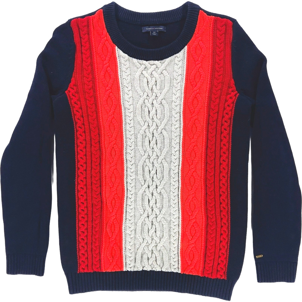 Tommy Hilfiger Cable Knit Stripe Crewneck Sweater Women's Small